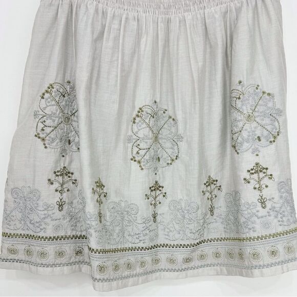 Blue Tassel Collection Gray Gold Metallic Silk Blend Embroidered Medallion Skirt - Picture 5 of 16